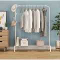 Freestanding Metal Clothes Hanger Coat Rack Stand Organizer With Storage Shelf. 