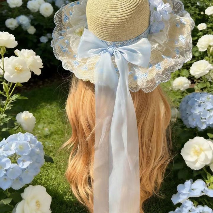 Lightweight%20Floral%20Design%20Woman's%20Straw%20Hat%20Breathable%20Sun%20Protection%20Cap%20UV%20Protection%20Elegant%20Women's%20Sun%20Visor%20Hats%20Summer%20Season%20-%20Image%205