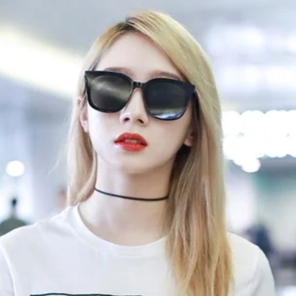 Square Black Glass Small Face Fit Korean Sunglass For Women
