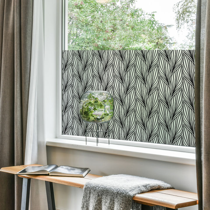 Window Blackout Sticker Options Artsy Home Blackout and Privacy Sticker for Window Braided Leaves 1 ...