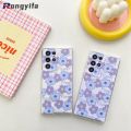 Korean Style Casing Compatible For Samsung Galaxy A32 M32 A42 A52 A52S A72 A03 A03S A13 A23 A33 A53 A73 4G 5G Phone Case Transparent Purple Flower Small Floral Girl Soft TPU Cover. 