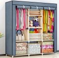 Portable Clothes Storage Organizer Rack Shelves, Cloth Daraz, Non-Fabric Cover Standing Closet. 