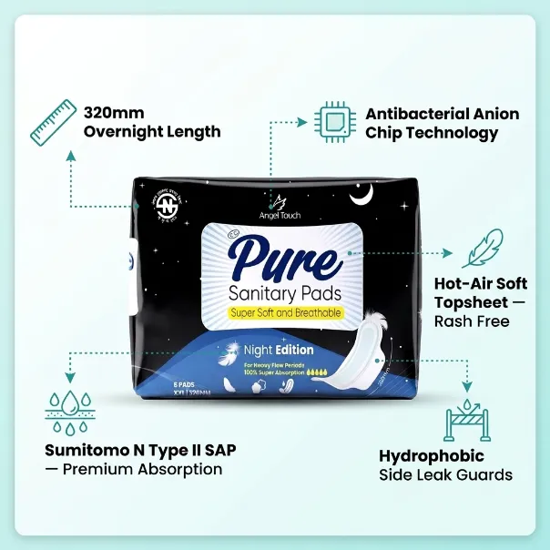 PURE%20Night%20Edition%20320mm%20%E2%80%93%20Overnight%20Protection%20Sanitary%20Pads%20%7C%208%20Pads%20%7C%20Anion%20Chip%20%7C%20Sumitomo%20SAP%20-%20Image%203