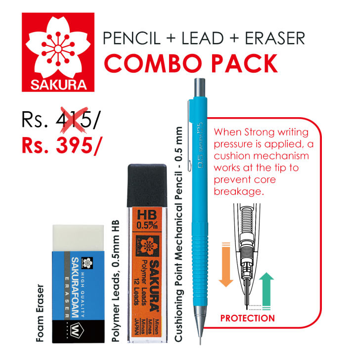 Sakura%20Cushioning%20Point%20Mechanical%20Pencil%20(0.5)%20Value%20Pack%20With%20Polymer%20Lead%20and%20Foam%20Eraser%20-%20Mechanical%20Pencil%20%7C%20-%20Image%204