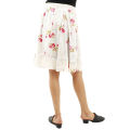 White Cotton Flower Printed Skirts For Women. 