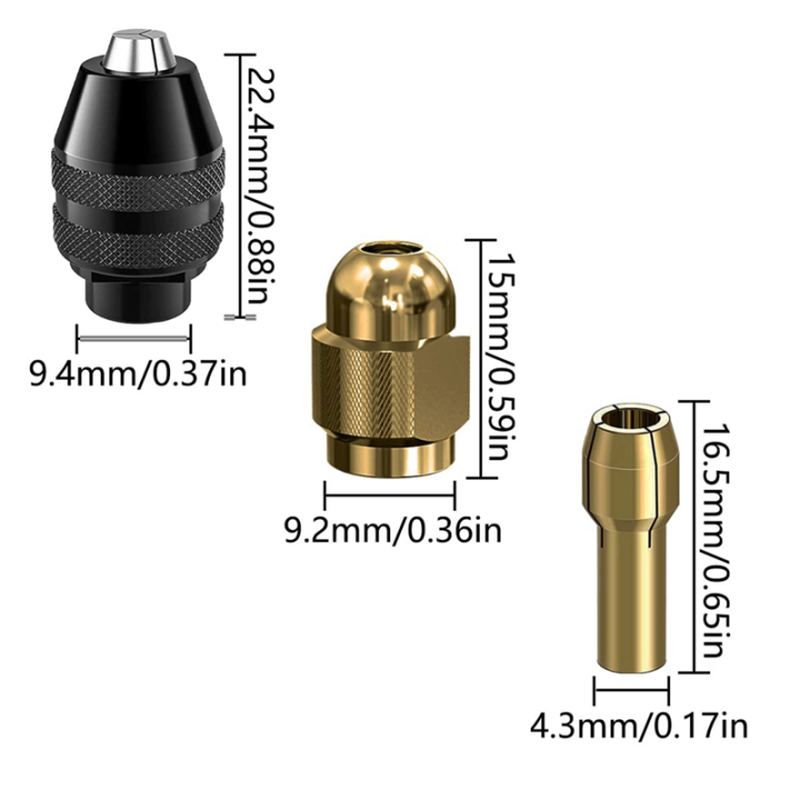 12%20Pcs%20Brass%20Drill%20Chuck%20Collet%20Set%20Parts%20Keyless%20Chuck%201/32In%20to%201/8In%20Replacement%204485%204486%20Change%20Nut%20-%20Image%203