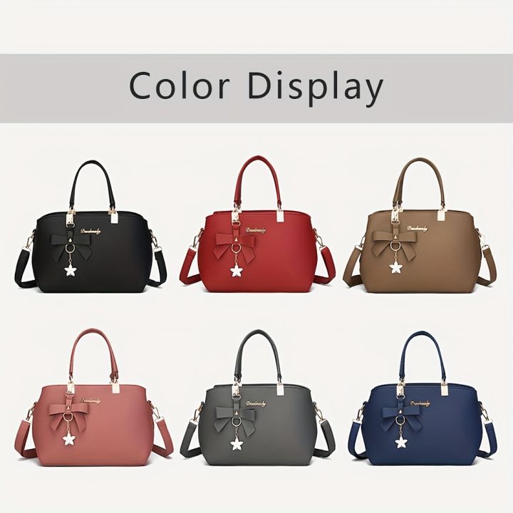 For everyday and party work, the handbag is stylish with multiple straps, an elegant shoulder bag with bow trims, compartments, fit, use