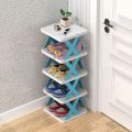 Colorful 4-Tier Stackable Shoe Rack: Organize in Style. 