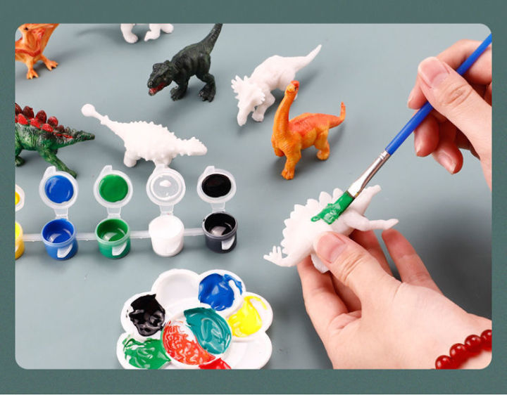 3Pcs%20Diy%20Painted%20Graffiti%20Dinosaur%20Children's%20Science%20and%20Educational%20Toy%20for%20Kids%20Drawing%20Toys%20Coloring%203D%20Jungle%20Animal%20Model%20-%20Image%203