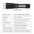 New Ultra Bright LED Flashlight TYPE-C Rechargeable Work Light Waterproof COB Side Light Camping Lantern Outdoor Hiking. 