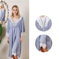 Silk Embroidery Full Sleevees Night Dress With Robe For Women - Ns21962000455. 