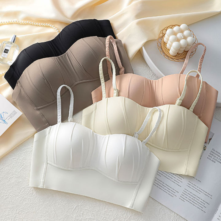 Strapless underwear women's bandeau wrap big show small anti-light and traceless underwire summer thin bra