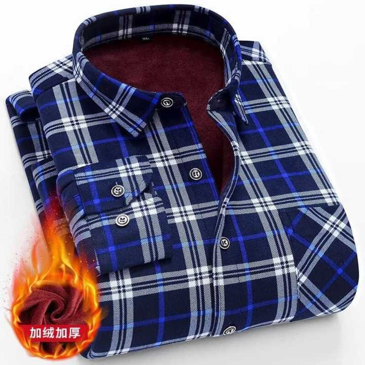 Blue/White Full Sleeves Comfortable Woolen Shirt For Men