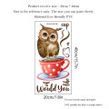 Creative Owl And Cup Wall Stickers Living Room Kitchen Decoration Mural Restaurant Beautify Home Decor Self-adhesive Wallpaper. 