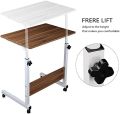 Portable Laptop Table with Wheels - 60x40cm Adjustable Wooden Desk, Computer Table with Hook, Height Adjustable for Home Office, Bedroom, Living Room. 