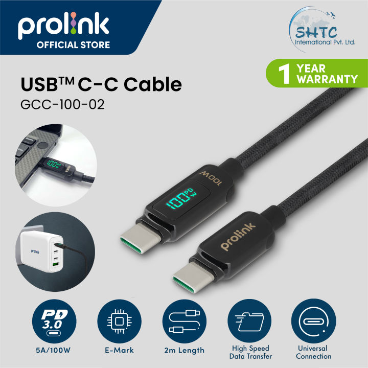 Prolink%20%5B%20100W%20%205A%20%202-meter%20%20Real-Time%20Display%20%20E-mark%20Chip%20%5D%20USB-C-C%20PD%20Fast%20Charging%20Cable%20Nylon%20Braided%20-%20GCC-100-02%20-%20Image%202