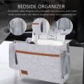 OUMERY Bedside Organizer, Felt Bed Storage with Tissue Box and Water Bottle Holder, Magazine Phone Tablet - Light Gray. 