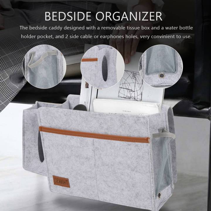 OUMERY%20Bedside%20Organizer,%20Felt%20Bed%20Storage%20with%20Tissue%20Box%20and%20Water%20Bottle%20Holder,%20Magazine%20Phone%20Tablet%20-%20Light%20Gray%20-%20Image%206