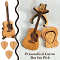 (GGBR) Wooden Portable Guitar Pick Display Box with Stand Storage Box, Guitarist Music Gift. 