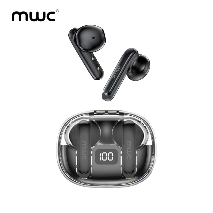 MWC HERO MT69 ENC | AI ENC | Bluetooth 5.4 TWS | Only 6ms Ultra Low Latency (Game Mode) | Semi In-Ear Gaming Earbuds | Unique & Transparent Design | iPx6 Water Resistant | 40Hrs Playback | Available in 4 Sweat Colors