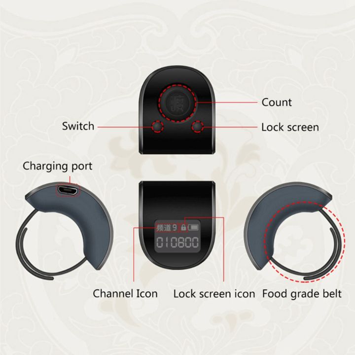 fasdaga%202x%20Mini%20Digital%20LCD%20Electronic%20Finger%20Ring%20Hand%20Tally%20Counter%206%20Digit%20Rechargeable%20Counters%20Clicker-White%20&%20Black%20-%20Image%202