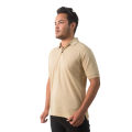 Brigade8 Beige Plain Cotton Half Sleeves Polo T-Shirt For Men. 