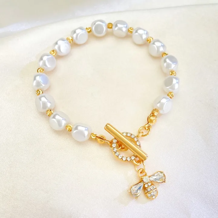 Enacolor%20Delicate%20Luxury%20Zircon%20Golden%20Metal%20Bee%20Shaped%20Pearl%20Bracelet%20for%20Women%20Chain%20Accessories%202024%20-%20Image%205