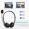 Wiresto Call Center Headset Over the Ear Headphone Stereo Headset Noise Cancelling Headphone PU Leather Earmuff with 360?Rotation Microphone for Computer Phones Desktop Boxes. 