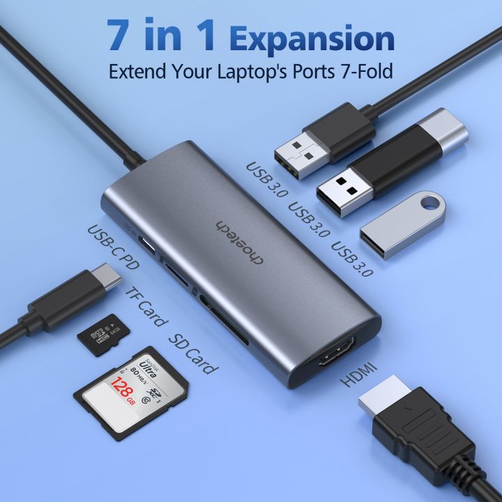 Choetech Hub-M19 7-In-1 USB Hub Multifunction Adapter