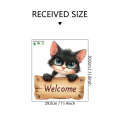 MS-GAM090 Cartoon Cute Kitten Welcome English Slogan Door Living Room Home Decoration Wall Sticker. 