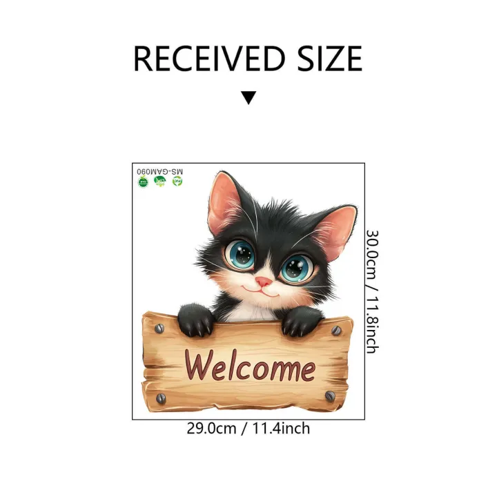 MS-GAM090%20Cartoon%20Cute%20Kitten%20Welcome%20English%20Slogan%20Door%20Living%20Room%20Home%20Decoration%20Wall%20Sticker%20-%20Image%206