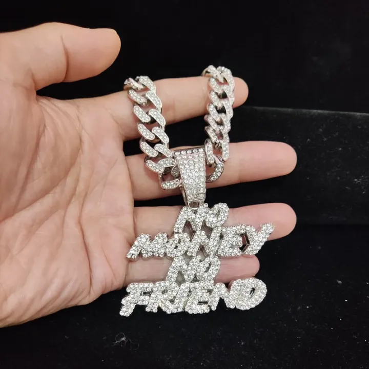 NEW%20STYLE%20Men%20Women%20Hip%20Hop%20NO%20Money%20No%20Friend%20Pendant%20Necklace%20with%2013mm%20Cuban%20Chain%20HipHop%20Iced%20Out%20Bling%20Necklaces%20Fashion%20Jewelry%20-%20Image%203