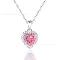 【Mega Ice Flower Cut High Carbon Diamond Pink Papalacha Women's Clavicle. 