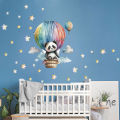 Artsy Home Wall Decal Watercolor Hot Air Balloon Panda Wall Stickers. 