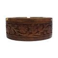 1.5x2.5 Inch Long Elephant Patched Sexagon Design Wood And Brass Jewellery Box. 