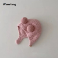 Wenefang Cute Winter Warm Kids Girl Boys Baby Hats Fleece Wool Hemming Caps with Ball Solid Wool Ear Protection Hats Soft Newborn Bonnet. 