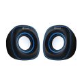 Kisonli V350 USB Powered Mini Speakers - 6W Stereo Bass Enhanced Computer Speakers with Volume Control - Portable 2.0 Channel Multimedia Audio System for Laptop, PC, Desktop - Black with Blue Accents. 