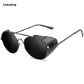 Sutuiying Retro gothic Steampunk Style Round Metal Frame Sunglasses Men Women 【2025 Version】 luxury Brand Designer Shields Lens Sun Glasses Gafas de Sol. 