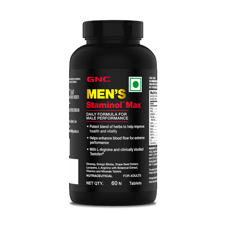 GNC Men’s Staminol Max- 60 Tablets With Daily Formula For Male Performance & Tstosterone Booster