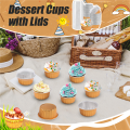 NAMUNY Dessert Cups with Lids, 50 Pack Gold Aluminum Foil Baking Cups Holders, Cupcake Bake Utility Ramekin Clear Pudding Cups. 