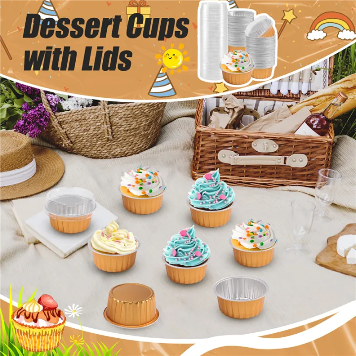 NAMUNY%20Dessert%20Cups%20with%20Lids,%2050%20Pack%20Gold%20Aluminum%20Foil%20Baking%20Cups%20Holders,%20Cupcake%20Bake%20Utility%20Ramekin%20Clear%20Pudding%20Cups%20-%20Image%202