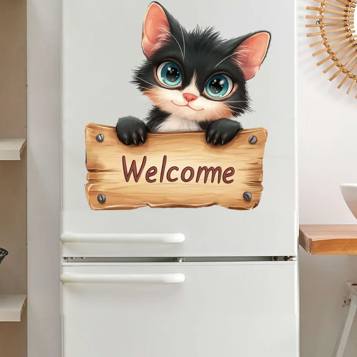 MS-GAM090%20Cartoon%20Cute%20Kitten%20Welcome%20English%20Slogan%20Door%20Living%20Room%20Home%20Decoration%20Wall%20Sticker%20-%20Image%202