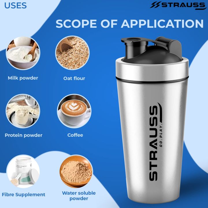 Strauss%20Stainless%20Steel%20Shaker%20Bottle%20739%20ML%20for%20Protein%20Shake,%20100%25%20Leakproof%20,%20Ideal%20for%20Protein,%20Pre%20Workout,%20BCAAs%20&%20Water%20-%20Image%203