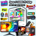 AMD Ryzen 5 5600G/GT Transparent Gaming PC Setup Pairs 19" 60hz Monitor With 800Watt PSU, Gigabyte B550M/A520M K V2 Board, 8/16GB DDR4 RAM, 512/256GB Nvme M.2 SSD Gaming CPU Desktop.. 
