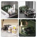 Light Luxury Large Capacity Makeup Perfume Organizer Anti-slip Transparent Bathroom Vanity Tray with Gold Stand Cosmetics Desktop Storage Box Home. 