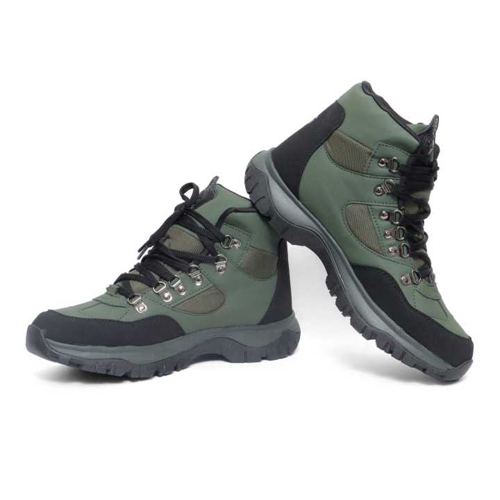 Goldstar G10 G2006 Olive Black Lace-Up Trekking Shoes For Men