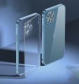 Fully Camera Protection Metal Frame Bumper ,Mate acrylic Back Transparent Phone Case and Cover For 12 Pro. 