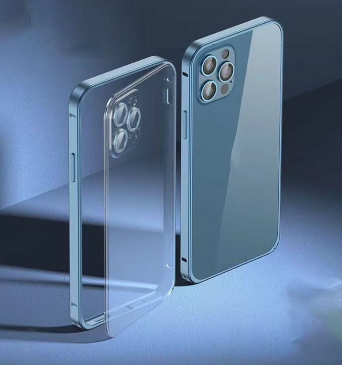 Fully%20Camera%20Protection%20Metal%20Frame%20Bumper%20,Mate%20acrylic%20Back%20Transparent%20Phone%20Case%20and%20Cover%20For%2012%20Pro%20-%20Image%202