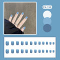MAANGE 24Pcs Mini Baby Blue Press On Nails With Glue File CS159. 