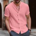 Shirt Casual Style Beach Short Sleeve Collarless Fashion High Bargain price Quality Men's Polo Shirt Men's Collarless T Clothing Top. 